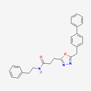 molecular formula C26H25N3O2 B5151033 3-[5-(4-biphenylylmethyl)-1,3,4-oxadiazol-2-yl]-N-(2-phenylethyl)propanamide 