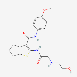 molecular formula C19H23N3O4S B5151074 2-{[N-(2-hydroxyethyl)glycyl]amino}-N-(4-methoxyphenyl)-5,6-dihydro-4H-cyclopenta[b]thiophene-3-carboxamide 