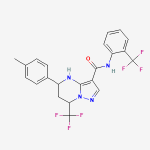 molecular formula C22H18F6N4O B5151085 5-(4-methylphenyl)-7-(trifluoromethyl)-N-[2-(trifluoromethyl)phenyl]-4,5,6,7-tetrahydropyrazolo[1,5-a]pyrimidine-3-carboxamide 