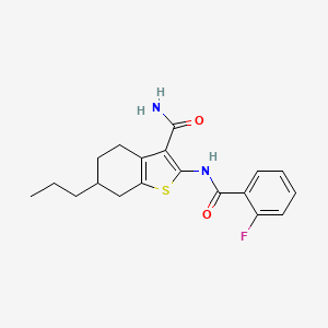 molecular formula C19H21FN2O2S B5151120 2-[(2-fluorobenzoyl)amino]-6-propyl-4,5,6,7-tetrahydro-1-benzothiophene-3-carboxamide 