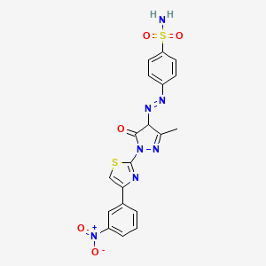 molecular formula C19H15N7O5S2 B5151171 4-({3-methyl-1-[4-(3-nitrophenyl)-1,3-thiazol-2-yl]-5-oxo-4,5-dihydro-1H-pyrazol-4-yl}diazenyl)benzenesulfonamide 