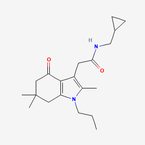 molecular formula C20H30N2O2 B5151179 N-(cyclopropylmethyl)-2-(2,6,6-trimethyl-4-oxo-1-propyl-4,5,6,7-tetrahydro-1H-indol-3-yl)acetamide 