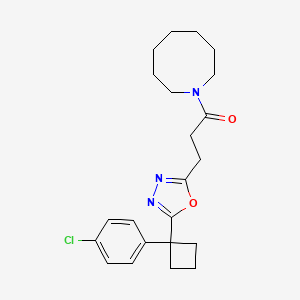 molecular formula C22H28ClN3O2 B5151203 1-(3-{5-[1-(4-chlorophenyl)cyclobutyl]-1,3,4-oxadiazol-2-yl}propanoyl)azocane 