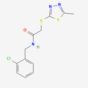 molecular formula C12H12ClN3OS2 B5151311 N-(2-chlorobenzyl)-2-[(5-methyl-1,3,4-thiadiazol-2-yl)thio]acetamide 