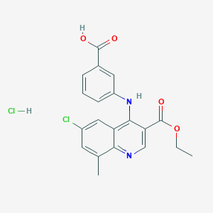 molecular formula C20H18Cl2N2O4 B5151324 3-{[6-chloro-3-(ethoxycarbonyl)-8-methyl-4-quinolinyl]amino}benzoic acid hydrochloride 