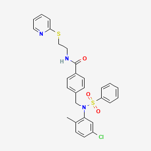 molecular formula C28H26ClN3O3S2 B5151349 4-{[(5-chloro-2-methylphenyl)(phenylsulfonyl)amino]methyl}-N-[2-(2-pyridinylthio)ethyl]benzamide 