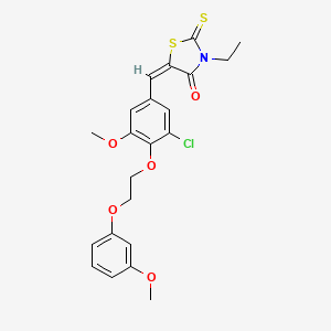 molecular formula C22H22ClNO5S2 B5151367 5-{3-chloro-5-methoxy-4-[2-(3-methoxyphenoxy)ethoxy]benzylidene}-3-ethyl-2-thioxo-1,3-thiazolidin-4-one 