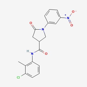 molecular formula C18H16ClN3O4 B5151374 N-(3-chloro-2-methylphenyl)-1-(3-nitrophenyl)-5-oxo-3-pyrrolidinecarboxamide 