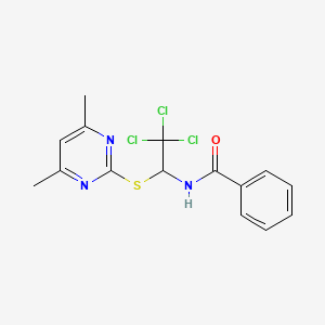molecular formula C15H14Cl3N3OS B5151378 N-{2,2,2-trichloro-1-[(4,6-dimethyl-2-pyrimidinyl)thio]ethyl}benzamide 
