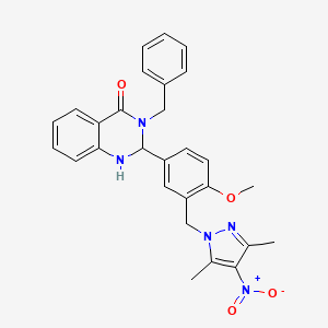 molecular formula C28H27N5O4 B5151413 3-benzyl-2-{3-[(3,5-dimethyl-4-nitro-1H-pyrazol-1-yl)methyl]-4-methoxyphenyl}-2,3-dihydro-4(1H)-quinazolinone 