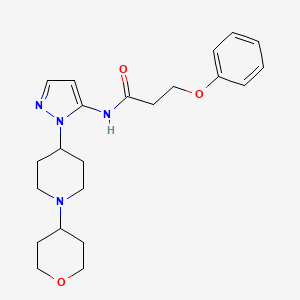 molecular formula C22H30N4O3 B5151450 3-phenoxy-N-{1-[1-(tetrahydro-2H-pyran-4-yl)-4-piperidinyl]-1H-pyrazol-5-yl}propanamide 