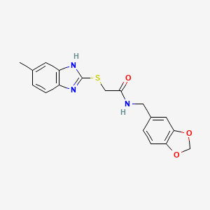 molecular formula C18H17N3O3S B5151550 N-(1,3-benzodioxol-5-ylmethyl)-2-[(5-methyl-1H-benzimidazol-2-yl)thio]acetamide 
