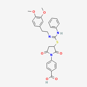 molecular formula C28H27N3O6S B5151571 4-(3-{[{[2-(3,4-dimethoxyphenyl)ethyl]amino}(phenylimino)methyl]thio}-2,5-dioxo-1-pyrrolidinyl)benzoic acid 