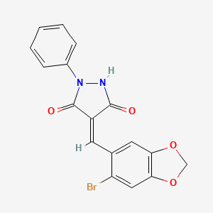 molecular formula C17H11BrN2O4 B5151601 4-[(6-bromo-1,3-benzodioxol-5-yl)methylene]-1-phenyl-3,5-pyrazolidinedione 