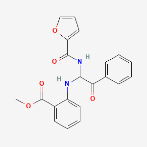 molecular formula C21H18N2O5 B5151618 methyl 2-{[1-(2-furoylamino)-2-oxo-2-phenylethyl]amino}benzoate 