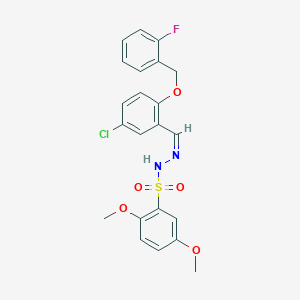 molecular formula C22H20ClFN2O5S B5151645 N'-{5-chloro-2-[(2-fluorobenzyl)oxy]benzylidene}-2,5-dimethoxybenzenesulfonohydrazide 