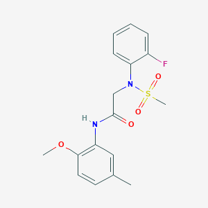 molecular formula C17H19FN2O4S B5151683 N~2~-(2-fluorophenyl)-N~1~-(2-methoxy-5-methylphenyl)-N~2~-(methylsulfonyl)glycinamide 