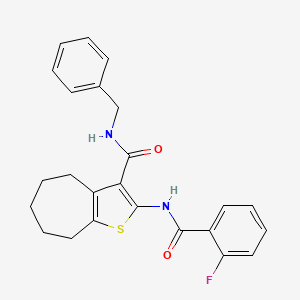 molecular formula C24H23FN2O2S B5151783 N-benzyl-2-[(2-fluorobenzoyl)amino]-5,6,7,8-tetrahydro-4H-cyclohepta[b]thiophene-3-carboxamide 