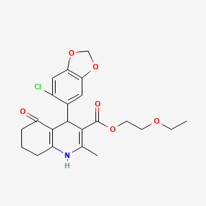 2-ethoxyethyl 4-(6-chloro-1,3-benzodioxol-5-yl)-2-methyl-5-oxo-1,4,5,6,7,8-hexahydro-3-quinolinecarboxylate
