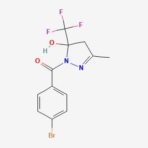 molecular formula C12H10BrF3N2O2 B5151834 1-(4-bromobenzoyl)-3-methyl-5-(trifluoromethyl)-4,5-dihydro-1H-pyrazol-5-ol 