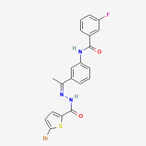 N-(3-{N-[(5-bromo-2-thienyl)carbonyl]ethanehydrazonoyl}phenyl)-3-fluorobenzamide