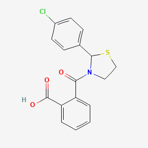 molecular formula C17H14ClNO3S B5151867 2-{[2-(4-chlorophenyl)-1,3-thiazolidin-3-yl]carbonyl}benzoic acid 