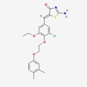 molecular formula C22H23ClN2O4S B5151893 5-{3-chloro-4-[2-(3,4-dimethylphenoxy)ethoxy]-5-ethoxybenzylidene}-2-imino-1,3-thiazolidin-4-one 