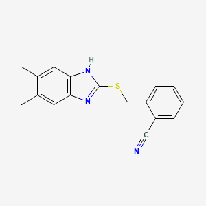 2-{[(5,6-dimethyl-1H-benzimidazol-2-yl)thio]methyl}benzonitrile