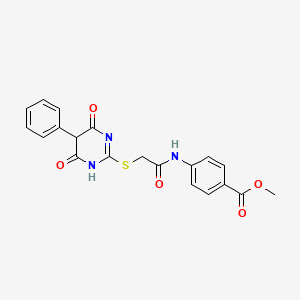molecular formula C20H17N3O5S B5151951 methyl 4-({[(4,6-dioxo-5-phenyl-1,4,5,6-tetrahydro-2-pyrimidinyl)thio]acetyl}amino)benzoate 