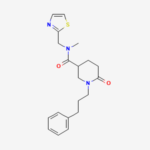 molecular formula C20H25N3O2S B5151960 N-methyl-6-oxo-1-(3-phenylpropyl)-N-(1,3-thiazol-2-ylmethyl)-3-piperidinecarboxamide 