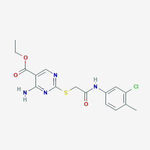 molecular formula C16H17ClN4O3S B5151977 ethyl 4-amino-2-({2-[(3-chloro-4-methylphenyl)amino]-2-oxoethyl}thio)-5-pyrimidinecarboxylate 