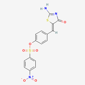 molecular formula C16H11N3O6S2 B5151993 4-[(2-imino-4-oxo-1,3-thiazolidin-5-ylidene)methyl]phenyl 4-nitrobenzenesulfonate 