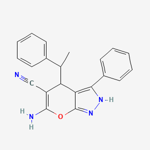 molecular formula C21H18N4O B5152033 6-amino-3-phenyl-4-(1-phenylethyl)-1,4-dihydropyrano[2,3-c]pyrazole-5-carbonitrile CAS No. 6033-83-6