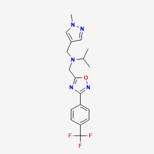 molecular formula C18H20F3N5O B5152077 N-[(1-methyl-1H-pyrazol-4-yl)methyl]-N-({3-[4-(trifluoromethyl)phenyl]-1,2,4-oxadiazol-5-yl}methyl)-2-propanamine 