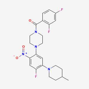 molecular formula C23H25F3N4O3 B5152078 1-(2,4-difluorobenzoyl)-4-[4-fluoro-5-(4-methyl-1-piperidinyl)-2-nitrophenyl]piperazine 