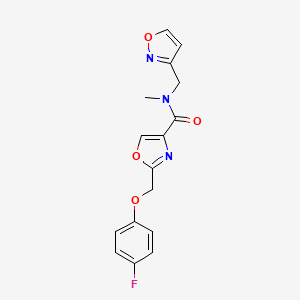 molecular formula C16H14FN3O4 B5152082 2-[(4-fluorophenoxy)methyl]-N-(3-isoxazolylmethyl)-N-methyl-1,3-oxazole-4-carboxamide 