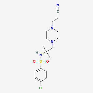 molecular formula C17H25ClN4O2S B5152090 4-chloro-N-{2-[4-(2-cyanoethyl)-1-piperazinyl]-1,1-dimethylethyl}benzenesulfonamide 