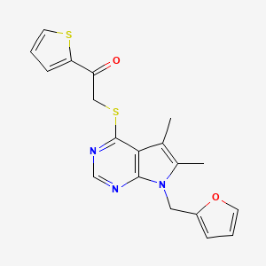 molecular formula C19H17N3O2S2 B5152099 2-{[7-(2-furylmethyl)-5,6-dimethyl-7H-pyrrolo[2,3-d]pyrimidin-4-yl]thio}-1-(2-thienyl)ethanone 