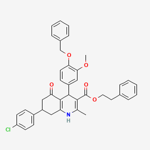 molecular formula C39H36ClNO5 B5152107 2-phenylethyl 4-[4-(benzyloxy)-3-methoxyphenyl]-7-(4-chlorophenyl)-2-methyl-5-oxo-1,4,5,6,7,8-hexahydro-3-quinolinecarboxylate 