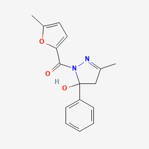 molecular formula C16H16N2O3 B5152123 3-methyl-1-(5-methyl-2-furoyl)-5-phenyl-4,5-dihydro-1H-pyrazol-5-ol 