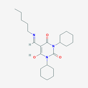 molecular formula C22H35N3O3 B5152162 1,3-dicyclohexyl-5-[(pentylamino)methylene]-2,4,6(1H,3H,5H)-pyrimidinetrione 