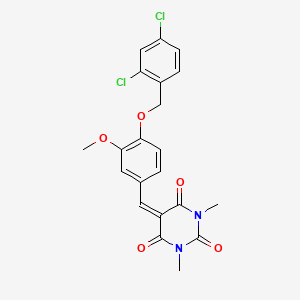 molecular formula C21H18Cl2N2O5 B5152211 5-{4-[(2,4-dichlorobenzyl)oxy]-3-methoxybenzylidene}-1,3-dimethyl-2,4,6(1H,3H,5H)-pyrimidinetrione 