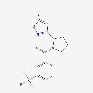 molecular formula C16H15F3N2O2 B5152225 5-methyl-3-{1-[3-(trifluoromethyl)benzoyl]-2-pyrrolidinyl}isoxazole 