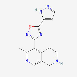 molecular formula C14H14N6O B5152285 6-methyl-5-[5-(1H-pyrazol-3-yl)-1,2,4-oxadiazol-3-yl]-1,2,3,4-tetrahydro-2,7-naphthyridine trifluoroacetate 