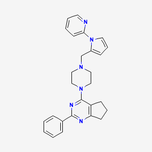 molecular formula C27H28N6 B5152317 2-phenyl-4-(4-{[1-(2-pyridinyl)-1H-pyrrol-2-yl]methyl}-1-piperazinyl)-6,7-dihydro-5H-cyclopenta[d]pyrimidine 