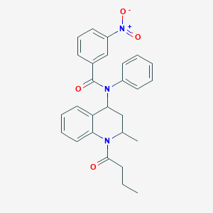 molecular formula C27H27N3O4 B515235 N-(1-butanoyl-2-methyl-3,4-dihydro-2H-quinolin-4-yl)-3-nitro-N-phenylbenzamide CAS No. 307340-05-2