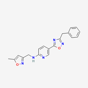 molecular formula C19H17N5O2 B5152352 5-(3-benzyl-1,2,4-oxadiazol-5-yl)-N-[(5-methyl-3-isoxazolyl)methyl]-2-pyridinamine 