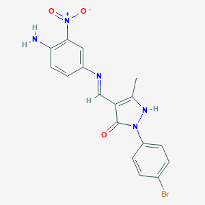 molecular formula C17H14BrN5O3 B515236 4-({4-amino-3-nitroanilino}methylene)-2-(4-bromophenyl)-5-methyl-2,4-dihydro-3H-pyrazol-3-one 