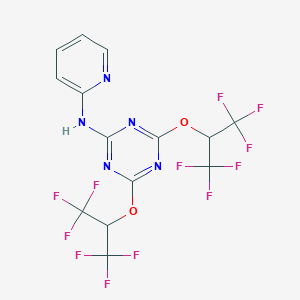 molecular formula C14H7F12N5O2 B515239 4,6-bis[(1,1,1,3,3,3-hexafluoropropan-2-yl)oxy]-N-(pyridin-2-yl)-1,3,5-triazin-2-amine 