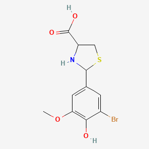molecular formula C11H12BrNO4S B5152398 2-(3-bromo-4-hydroxy-5-methoxyphenyl)-1,3-thiazolidine-4-carboxylic acid 